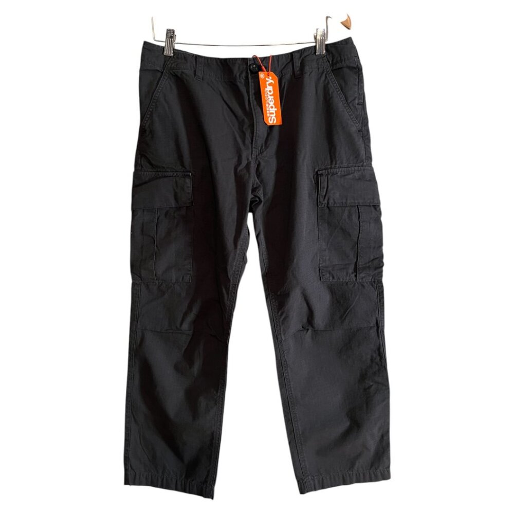Superdry Ripstop Cargo Pants | Black | Waist 28 / L30 | NWT | 100% Cotton